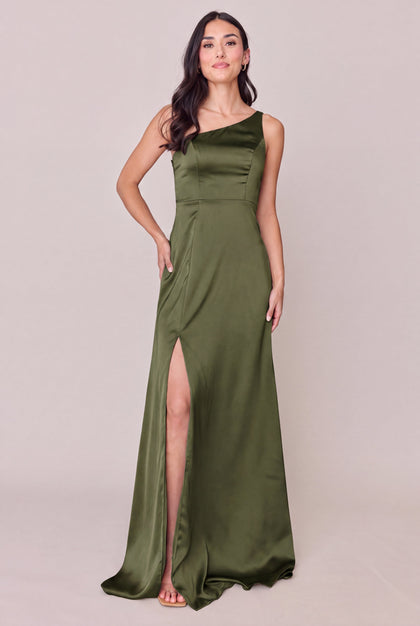 Inez Satin Dress | Made To Order | Deep Olive