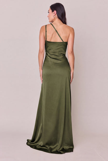Inez Satin Dress | Made To Order | Deep Olive