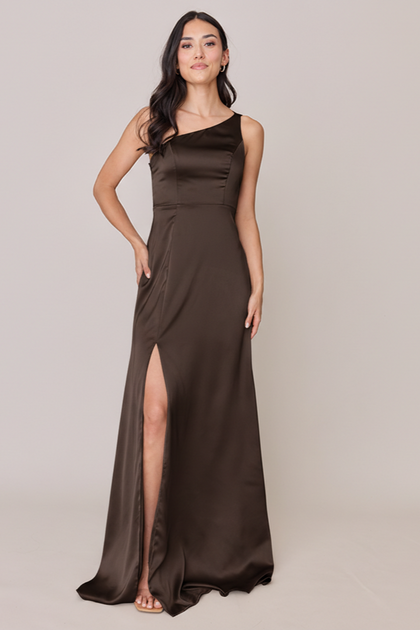 Inez Satin Dress | Made To Order | Espresso