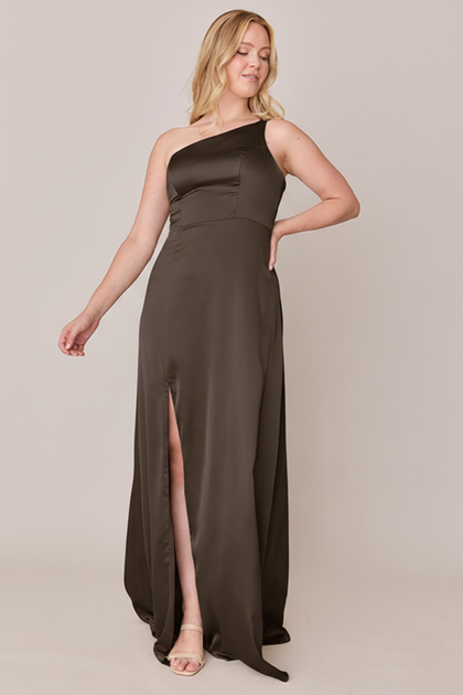 Inez Satin Dress | Made To Order | Espresso