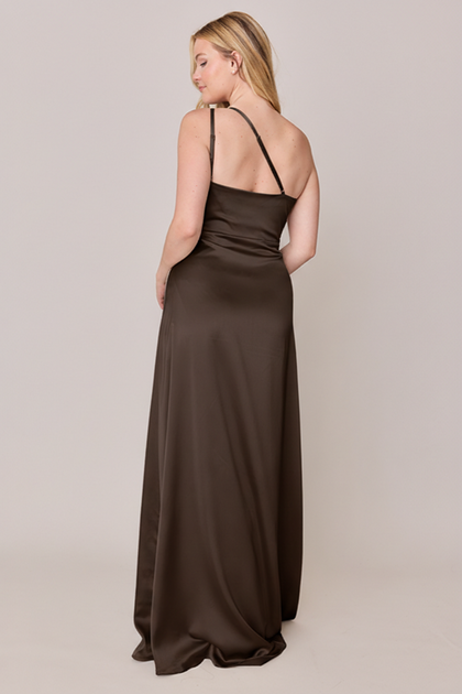 Inez Satin Dress | Made To Order | Espresso