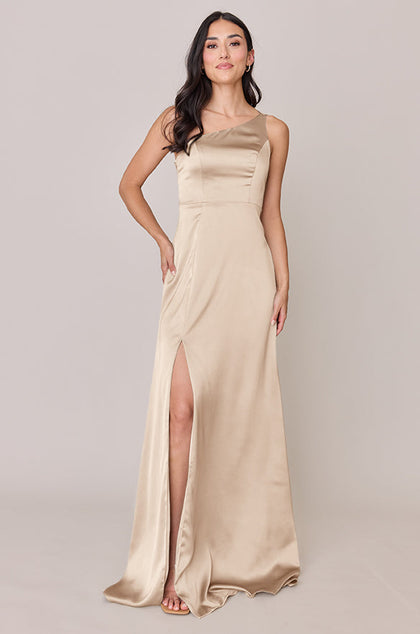 Inez Satin Dress | Made To Order | Gold Champagne