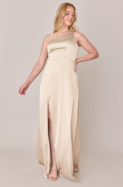Inez Satin Dress | Made To Order | Gold Champagne