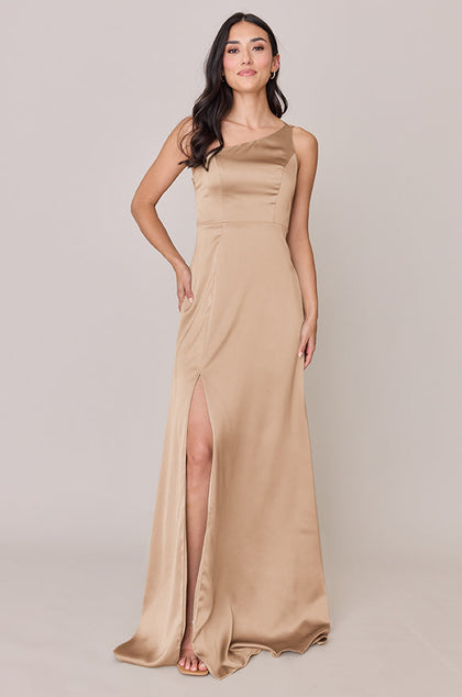 Inez Satin Dress | Made To Order | Honey Beige