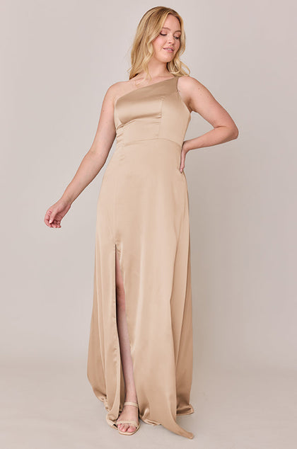 Inez Satin Dress | Made To Order | Honey Beige
