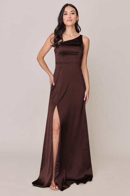Inez Satin Dress | Made To Order | Mahogany
