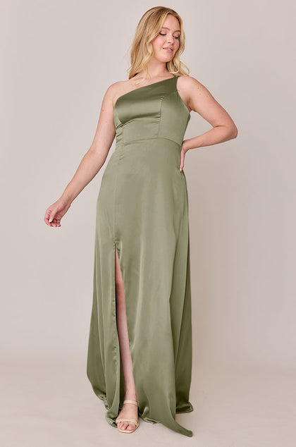 Inez Satin Dress | Made To Order | Moss