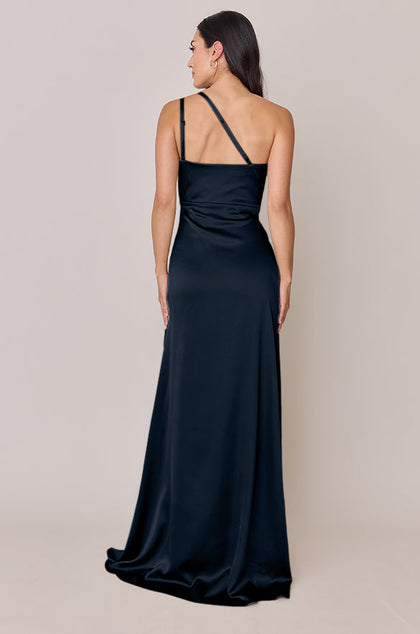 Inez Satin Dress | Made To Order | Navy Blue