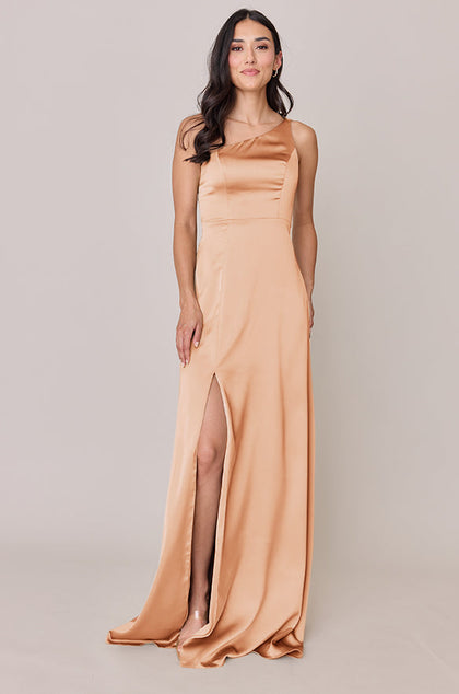 Inez Satin Dress | Made To Order | Peach
