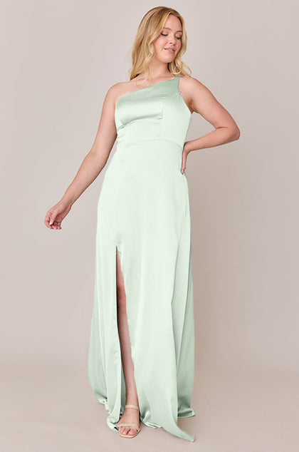Inez Satin Dress | Made To Order | Pistachio
