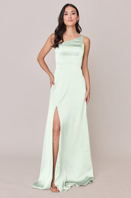 Inez Satin Dress | Made To Order | Pistachio