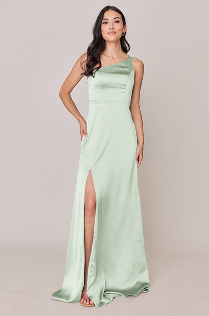Inez Satin Dress | Made To Order | Pistachio