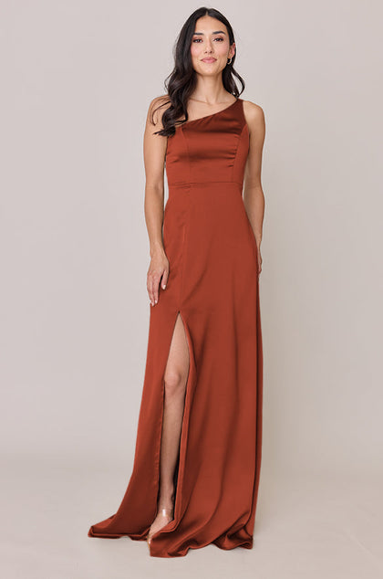 Inez Satin Dress | Made To Order | Rust