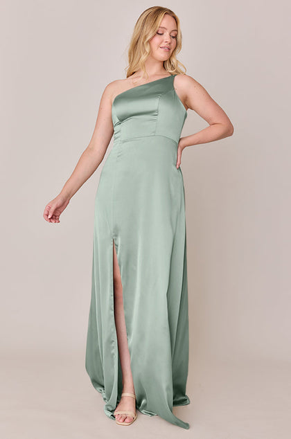 Inez Satin Dress | Made To Order | Sage
