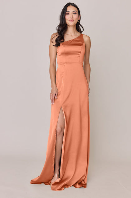 Inez Satin Dress | Made To Order | Tangerine