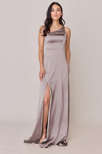 Inez Satin Dress | Made To Order | Taupe