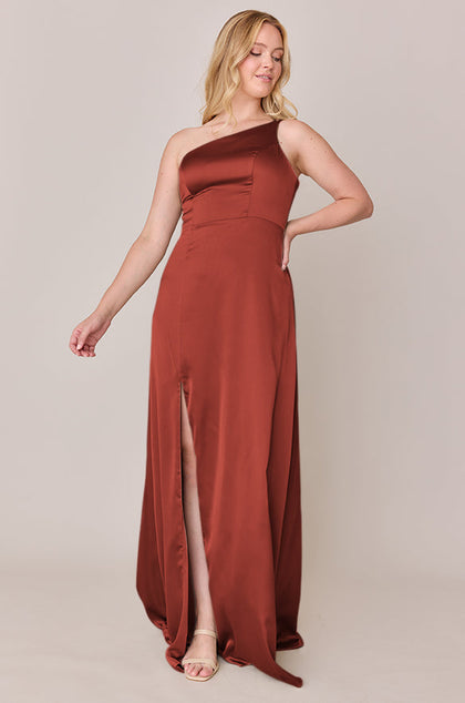 Inez Satin Dress | Made To Order | Terracotta Rust