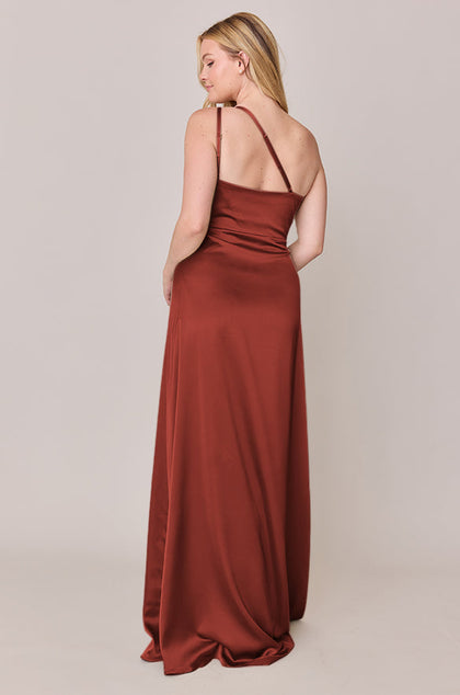 Inez Satin Dress | Made To Order | Terracotta Rust