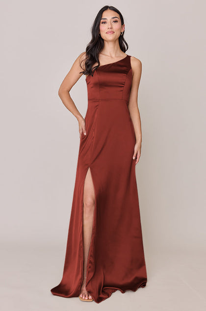 Inez Satin Dress | Made To Order | Terracotta Rust