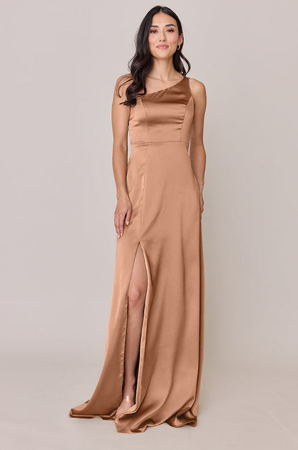 Inez Satin Dress | Made To Order | Toffee