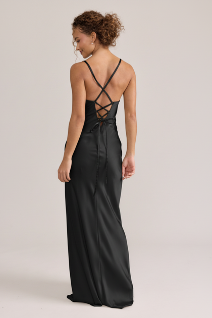 Iris Satin Dress | Black