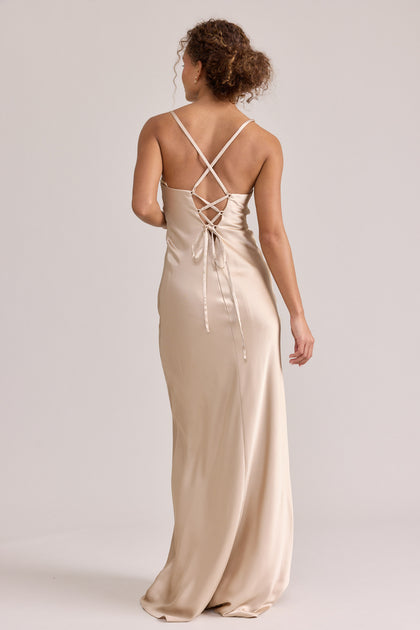Model: Erica; Size: Small; Color: Gold Champagne
