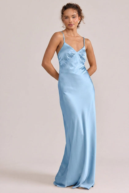 Iris Satin Dress | Light Blue