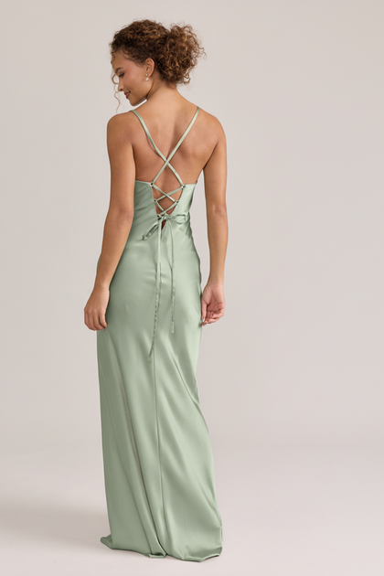 Iris Satin Dress | Sage