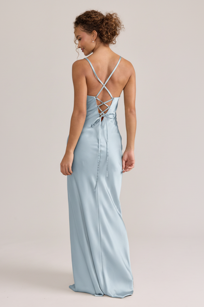 Iris Satin Dress | Sky Blue