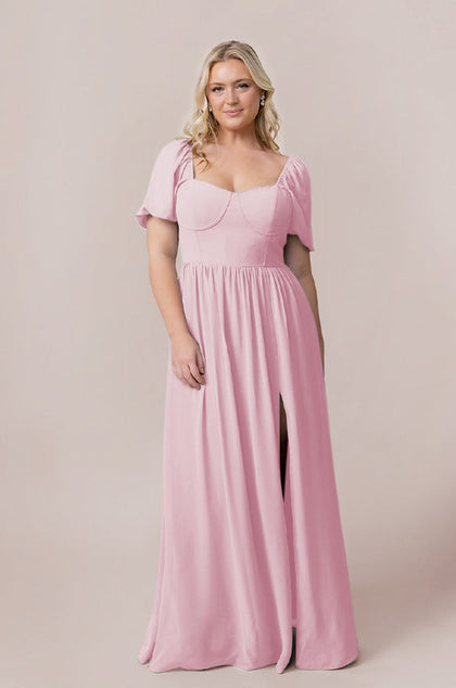 Isabella Chiffon Dress | Made To Order | Blush Pink