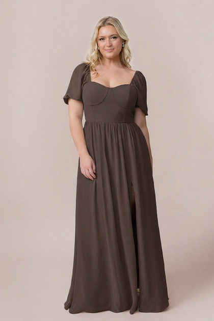 Isabella Chiffon Dress | Made To Order | Espresso