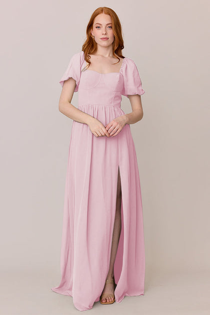 Isabella Chiffon Dress | Made To Order | Blush Pink