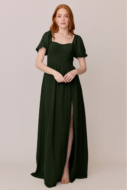 Isabella Chiffon Dress | Made To Order | Deep Olive