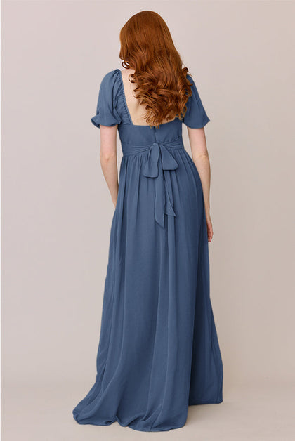 Isabella Chiffon Dress | Made To Order | Dusty Blue