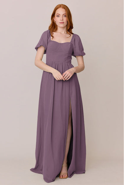 Isabella Chiffon Dress | Made To Order | Dusty Purple