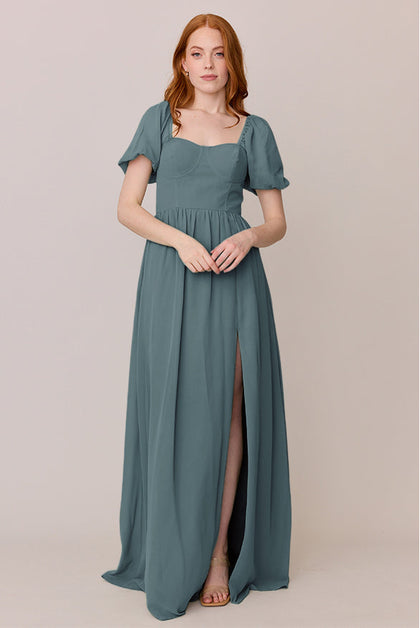 Isabella Chiffon Dress | Made To Order | Eucalyptus