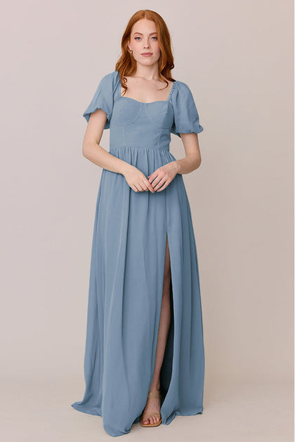 Isabella Chiffon Dress | Made To Order | French Blue