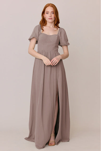 Isabella Chiffon Dress | Made To Order | Latte