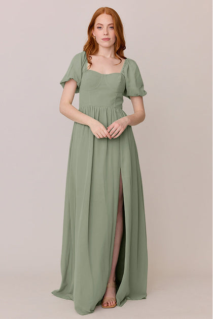 Isabella Chiffon Dress | Made To Order | Moss