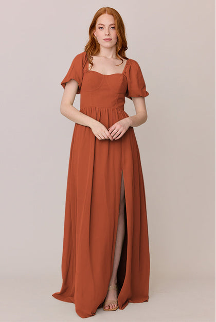 Isabella Chiffon Dress | Made To Order | Rust Orange