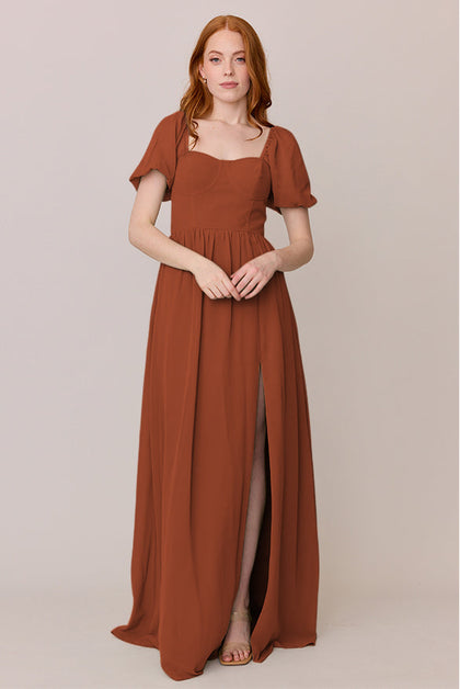 Isabella Chiffon Dress | Made To Order | Rust