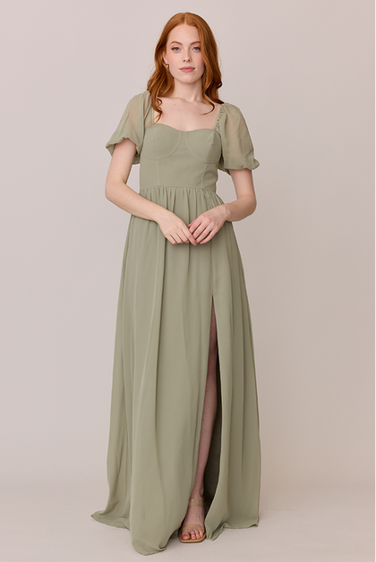Isabella Chiffon Dress | Made To Order | Silver Sage