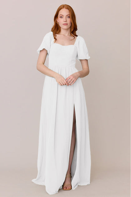 Isabella Chiffon Dress | Made To Order | White Pearl