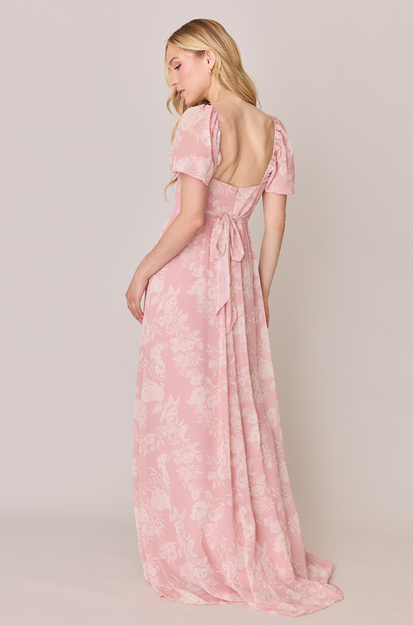 bodacious bella blush pink floral print maxi dress Floral Embellished Wrap Maxi Dress - Peony