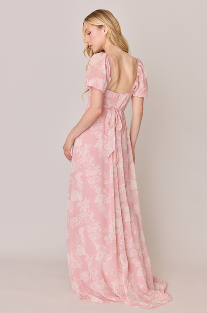 Isabella Chiffon Floral Print Dress | Made To Order | Blush Bouquet