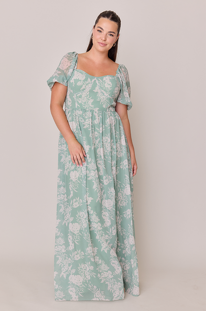Isabella Chiffon Floral Print Dress | Made To Order | Champagne Bouquet