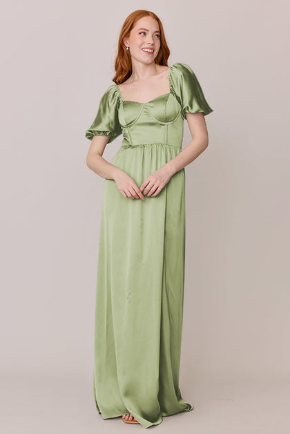 Isabella Satin Dress | Made To Order | Matcha