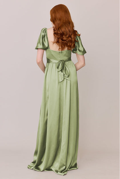 Isabella Satin Dress | Made To Order | Matcha