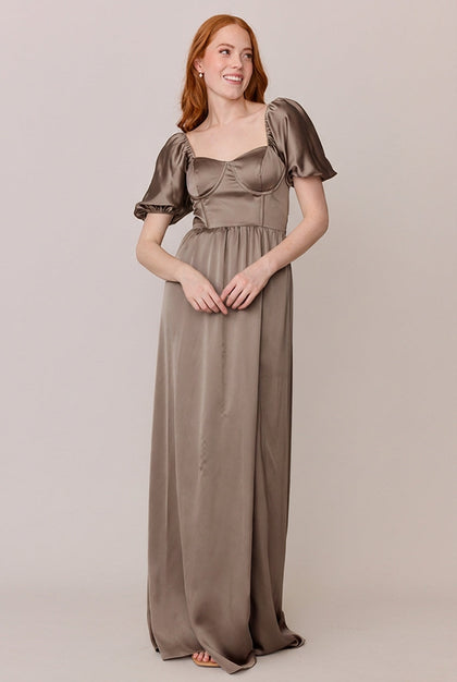 Isabella Satin Dress | Made To Order | Truffle
