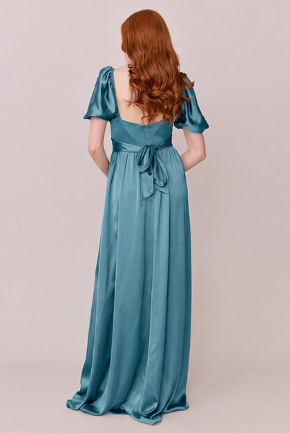 Isabella Satin Dress | Made To Order | Turquoise